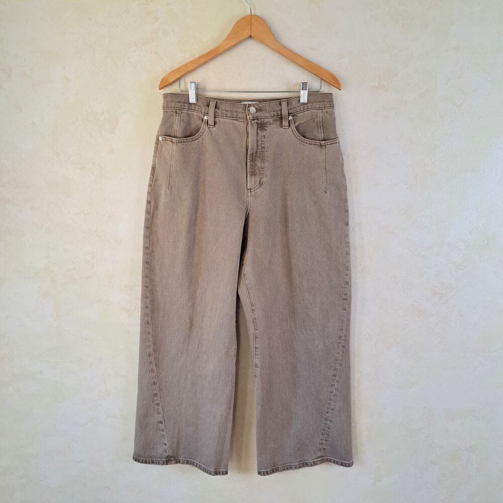 Pistola Kyra High Rise Cropped Barrel Leg Jeans Sz 31 Tannin Brown Bowed - Picture 2 of 12